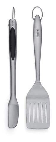 Weber spatula with textured handle for precise flipping