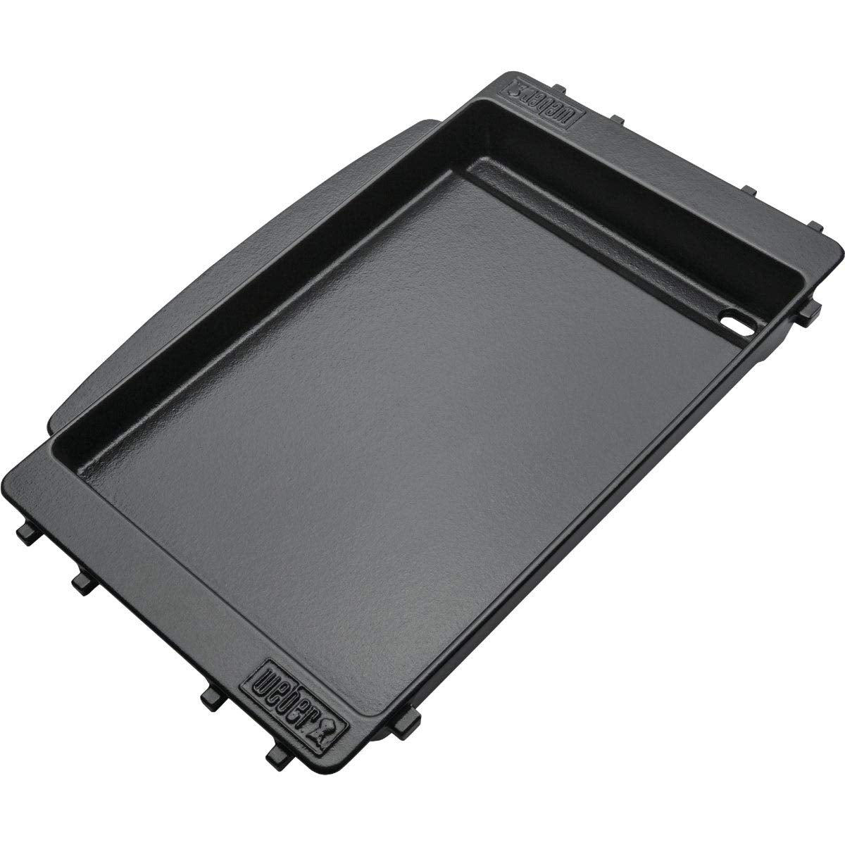 Weber Spirit griddle with porcelain-enameled cast iron for even heating.