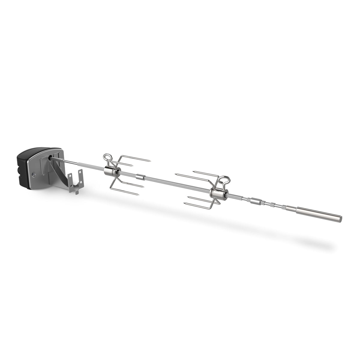 Weber Spirit & Pellet Rotisserie motor with stainless shaft for even, self-basting results.