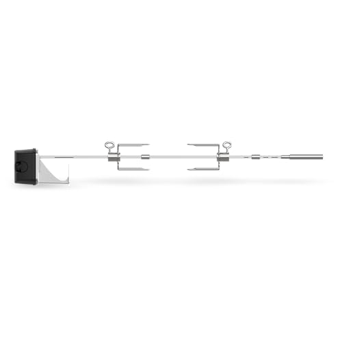 Weber Spirit & Pellet Rotisserie shaft and forks for large and small cuts, steady rotation.
