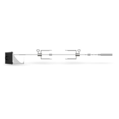 Weber Spirit & Pellet Rotisserie shaft and forks for large and small cuts, steady rotation.