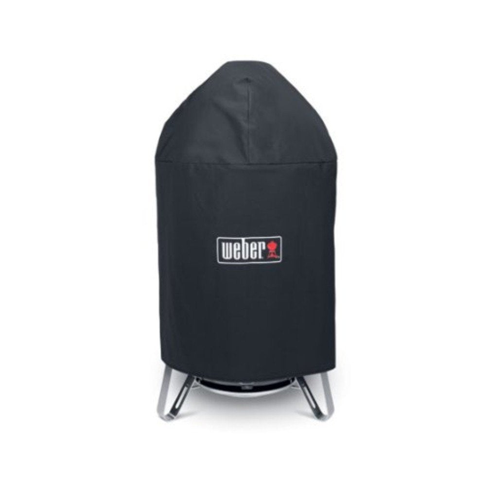Weber vinyl cover for 18.5-inch charcoal Smokey Mountain Cooker to shield from weather