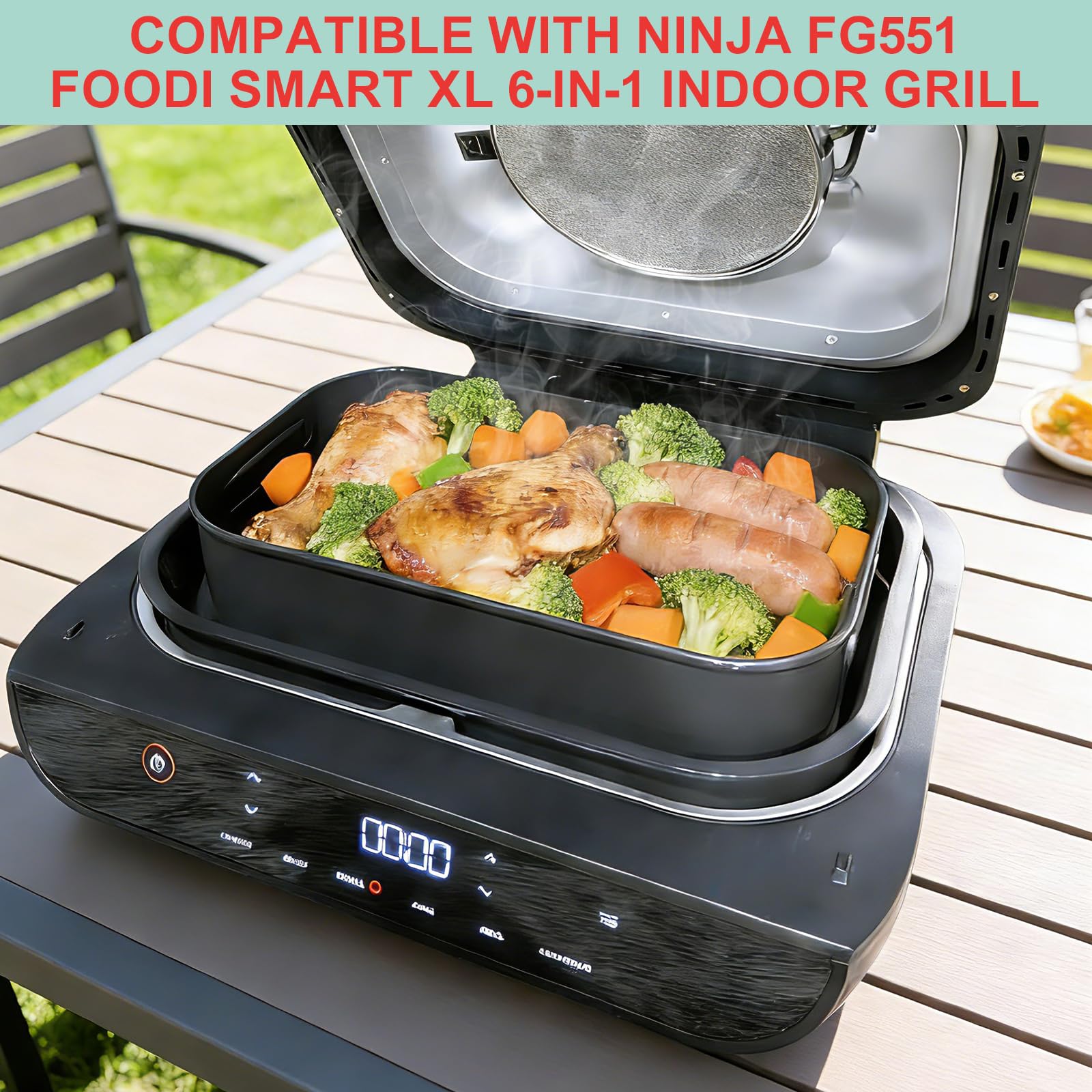 WEBROIL basket dimensions 12.76 by 7.2 by 2.83 inches for Ninja FG551.