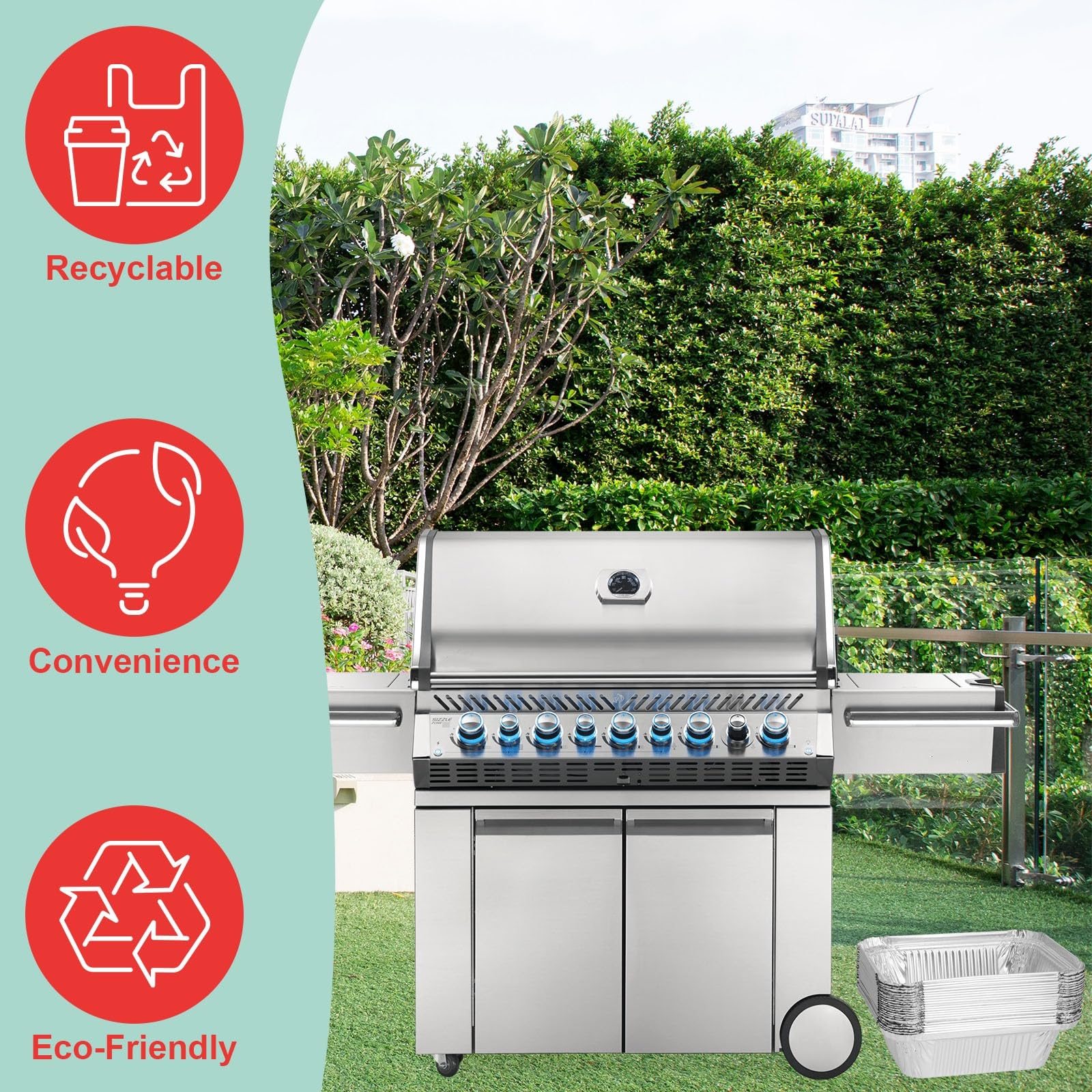 Holiday barbecue setup with WEBROIL liners enhancing workflow.