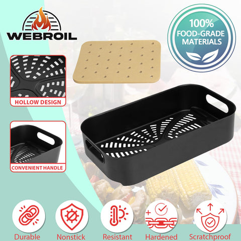 WEBROIL perforated liners promote airflow for crispy results.