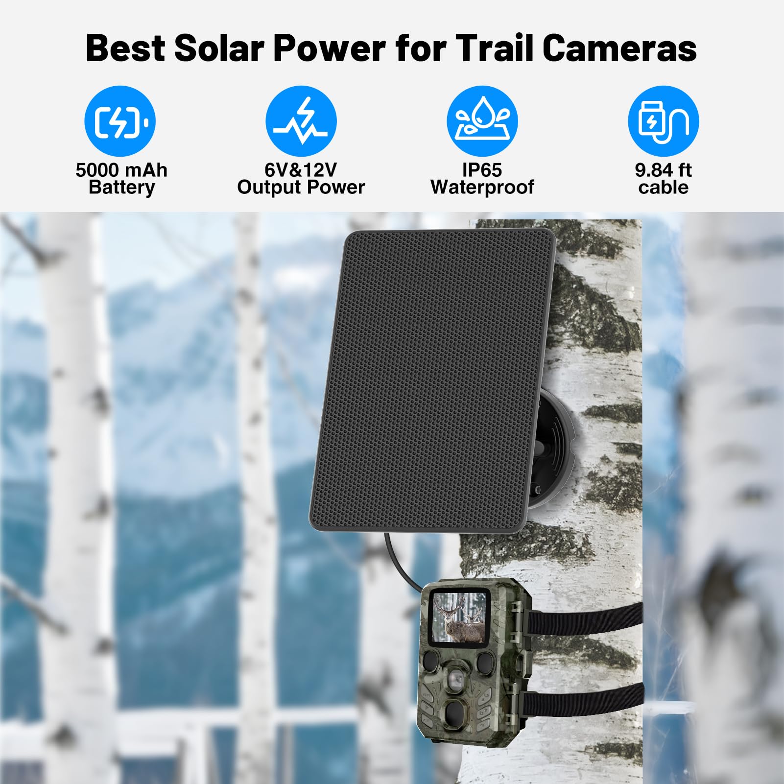 WECOOL built-in 5000mAh battery keeps cameras powered between sunny days