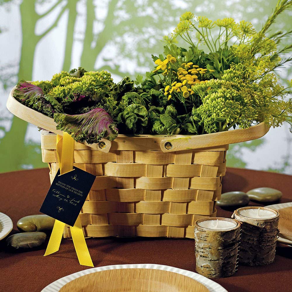 WEDDINGSTAR Decor woven picnic basket large—side view for small gatherings and rustic accents.