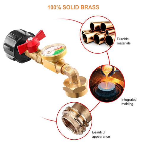 WedFeir brass elbow connector offers quick, tool-free tank-to-1lb bottle connection.