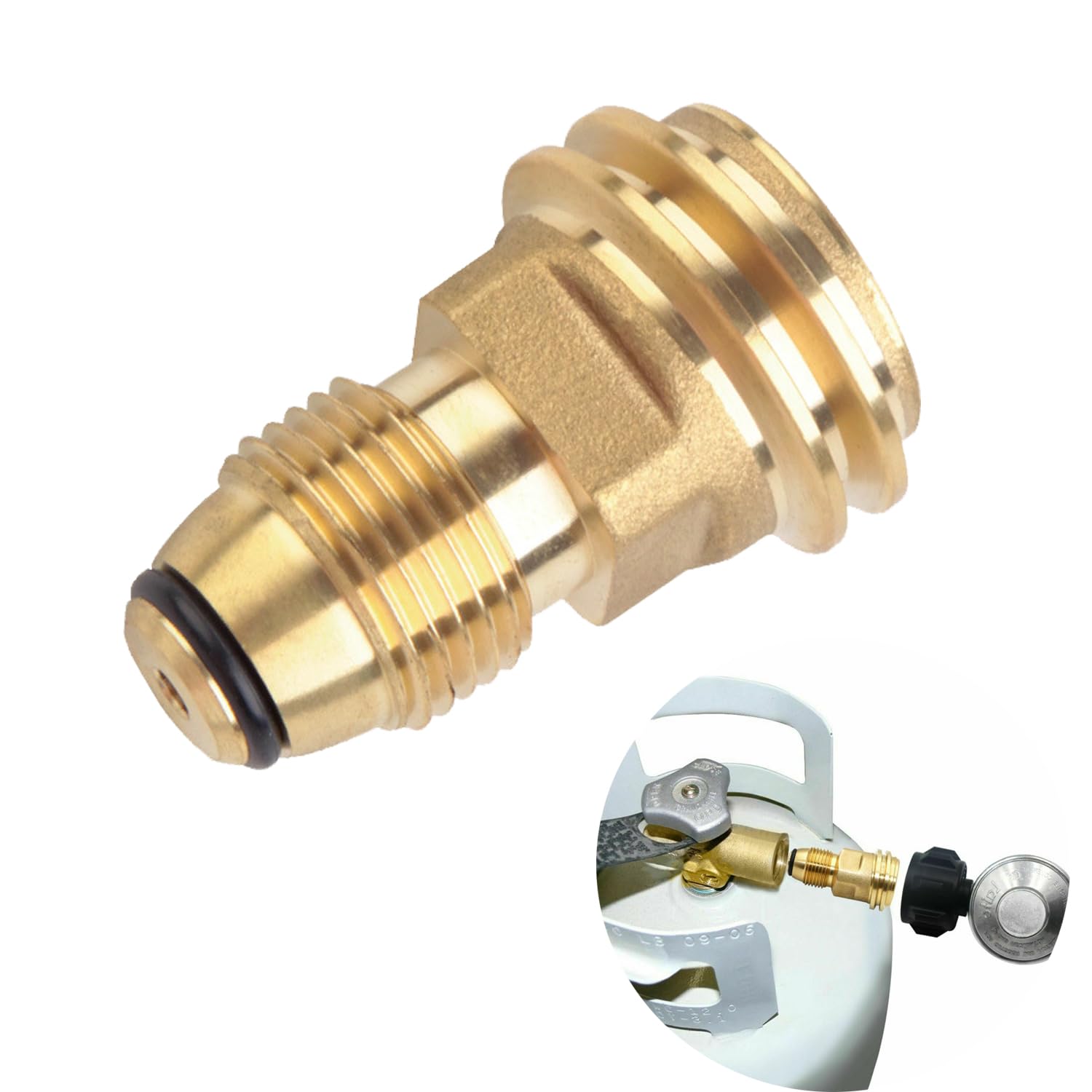 WedFeir Hooshing brass propane adapter for POL to QCC1 enhances outdoor cooking compatibility
