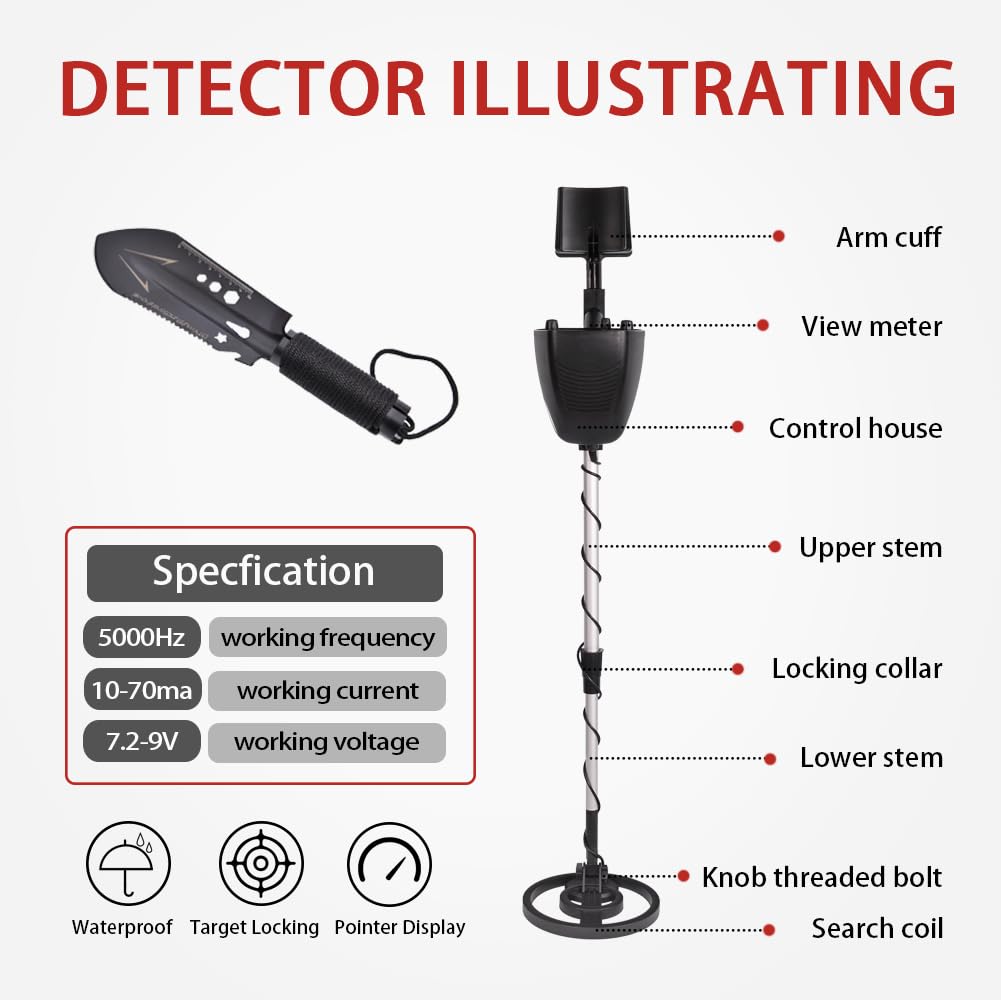 Wedigout metal detector with shovel accessory included for quick digging