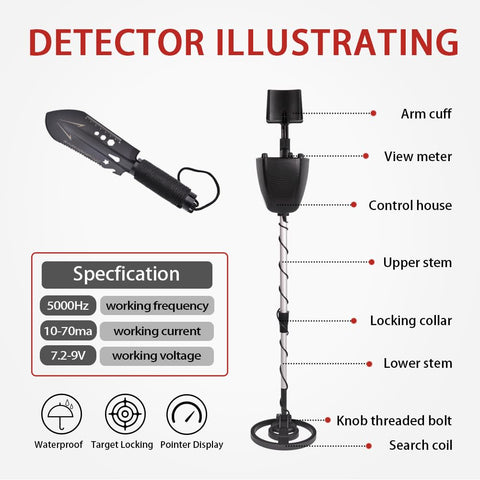 Wedigout metal detector with shovel accessory included for quick digging