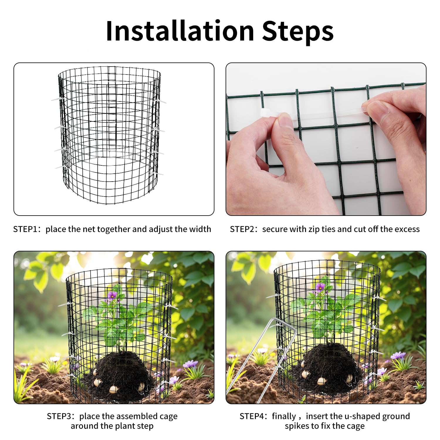 Wedmetal rectangular cage built from four panels