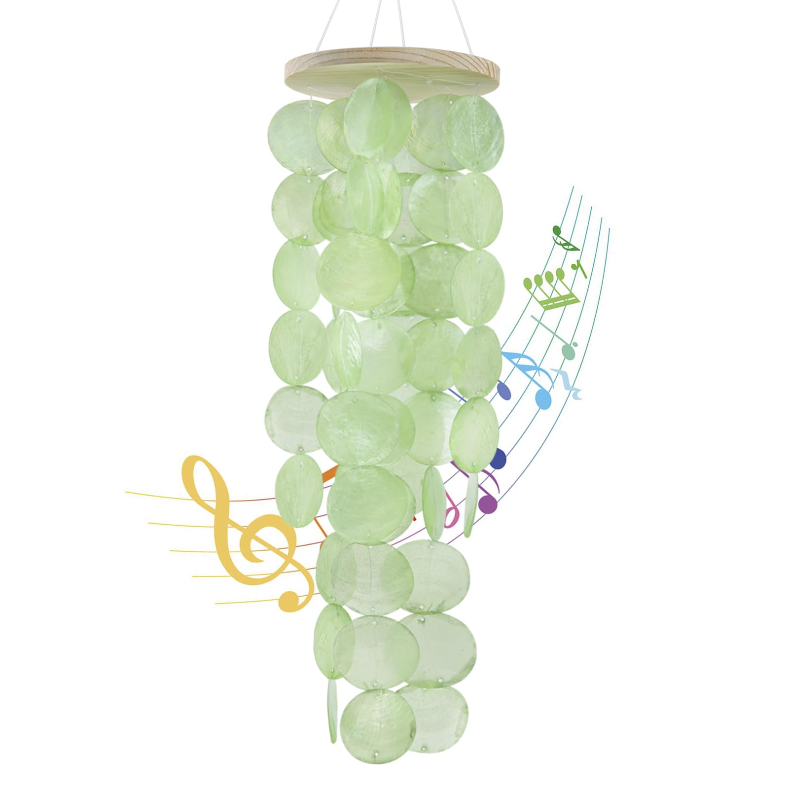WeDoSoy wind chimes outdoor with green capiz shells create calm coastal ambience