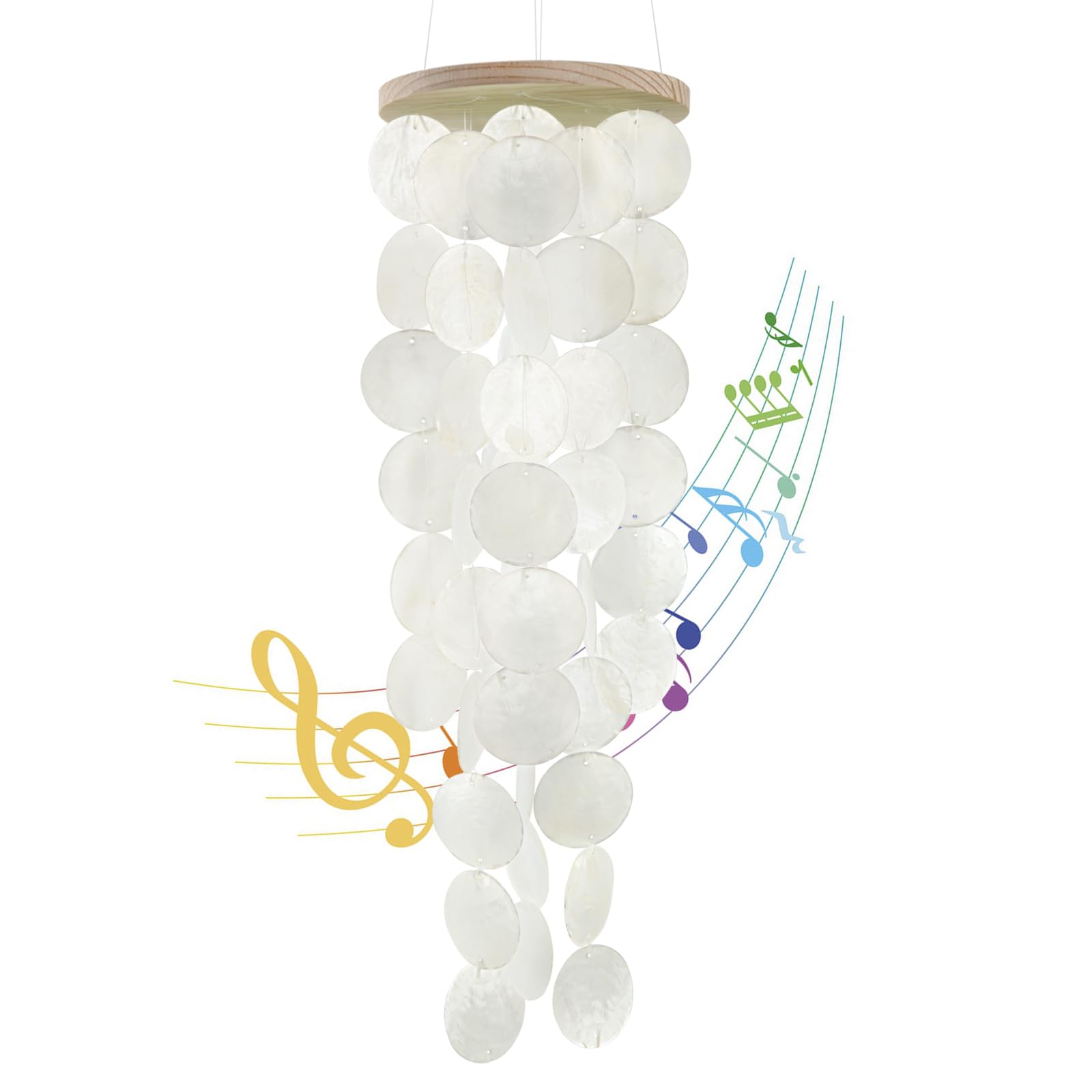 WeDoSoy wind chimes outside with capiz shells for calming outdoor ambience.
