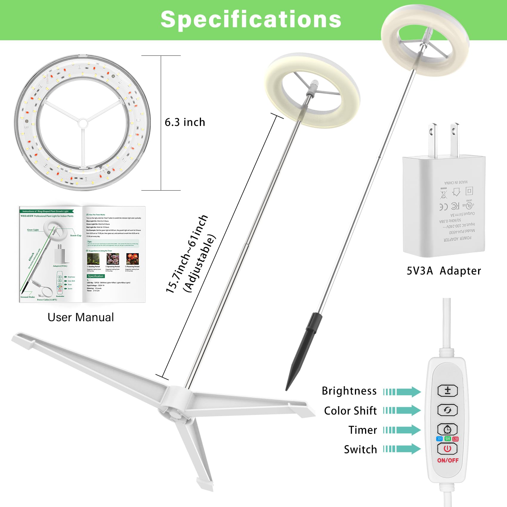 WeeaeeW full-spectrum LED array for robust plant growth and vibrant foliage