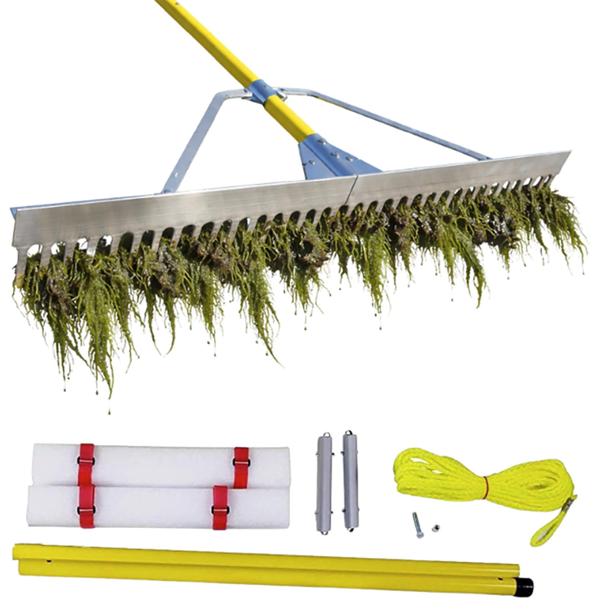 Weed Razer Razor Rake fully assembled for pond and shoreline cleanup, efficient debris removal.