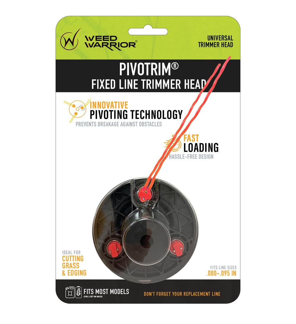 WEED WARRIOR MaxPower 3317233 PivotTrim head front view shows universal fit and quick setup.