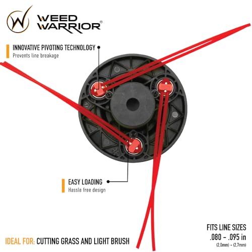 WEED WARRIOR MaxPower PivotTrim head top view emphasizes durable metal construction.