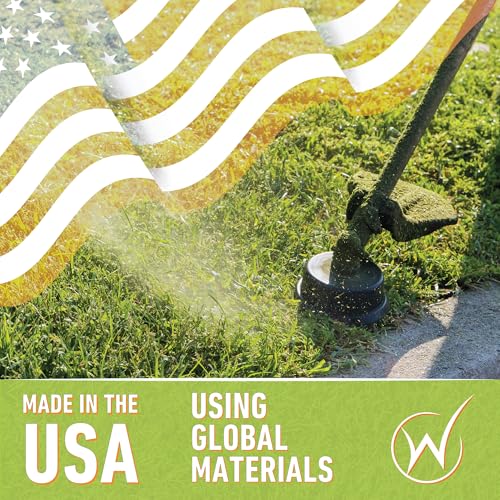 Weed Warrior Pulverizer Twist line in-use image shows universal fit across brands.