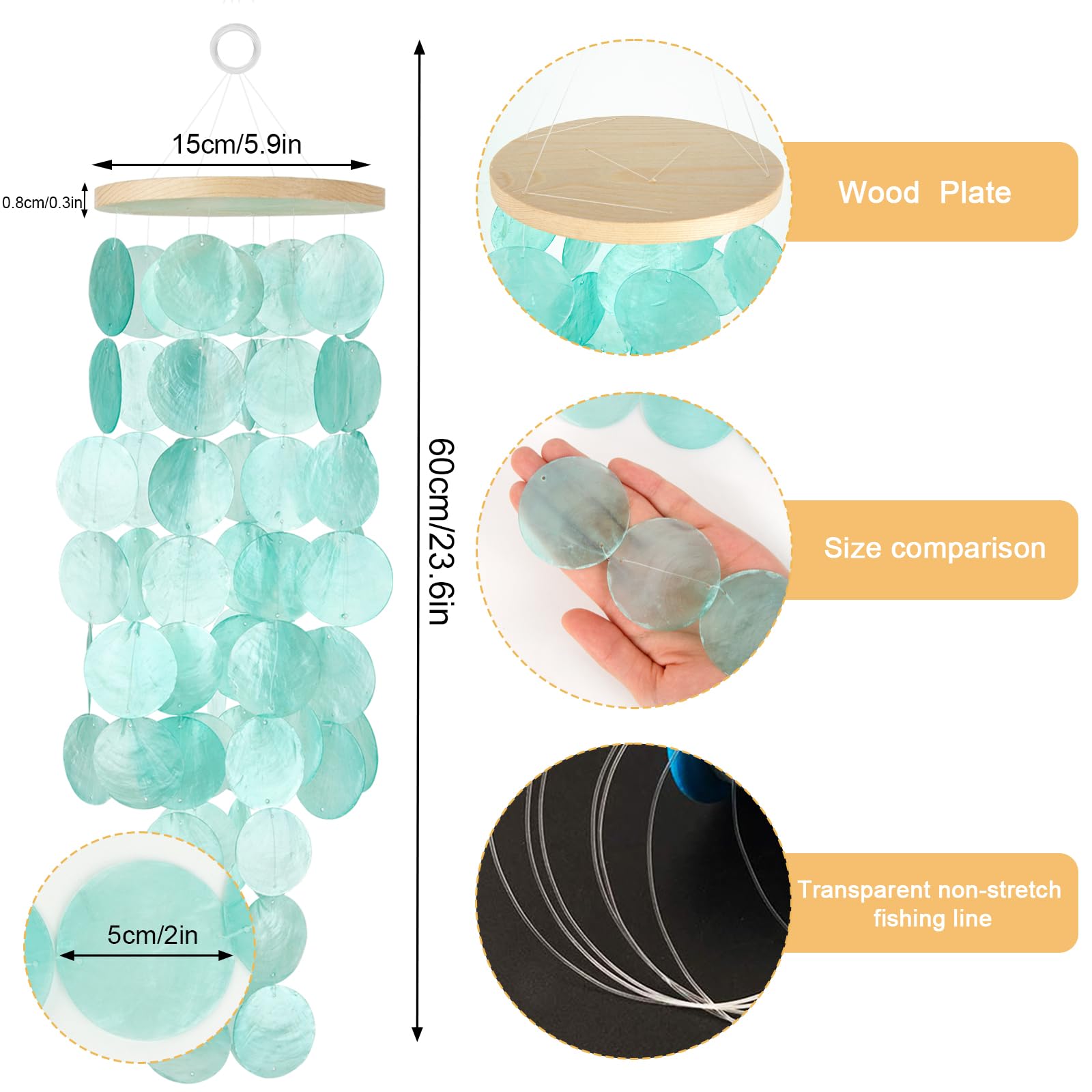 WeDoSoy wind chimes 24-inch length creates gentle motion and soothing tones outdoors.