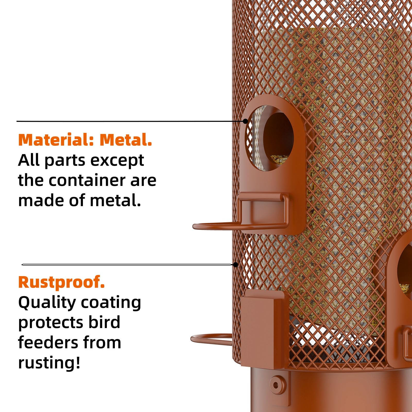 WeeFeetc 2 lb capacity stores ample seed for busy feeders.