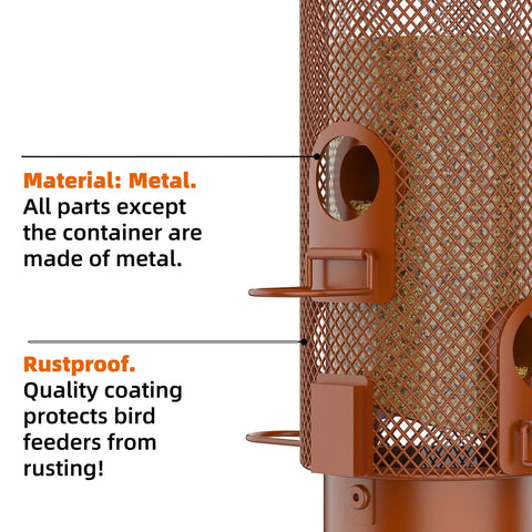 WeeFeetc 2 lb capacity stores ample seed for busy feeders.