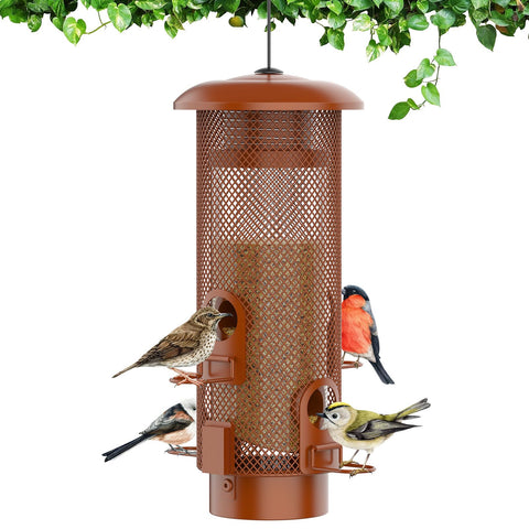 WeeFeetc weight-activated mechanism blocks large pests, allowing small birds to feed.