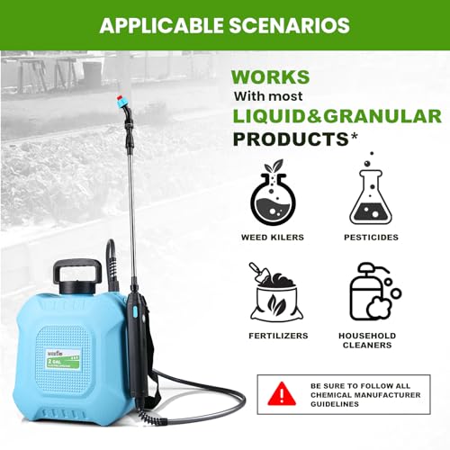 Weeflos electric sprayer with retractable wand for extended reach.