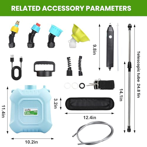 Weeflos sprayer with 4 nozzles and 6 spray patterns for precise tasks.