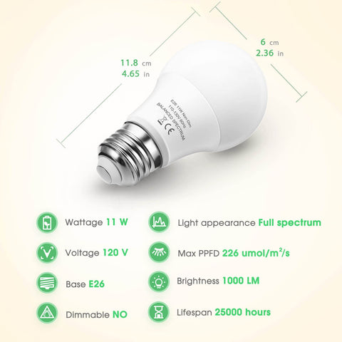 WeeGrow long lasting LED up to 25,000 hours with low heat emission.