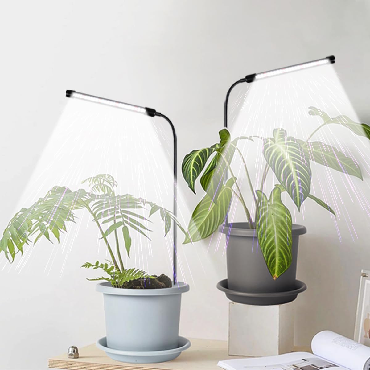 WeeLeeGoo Grow Light 2-Pack front view over compact plants supports indoor growth