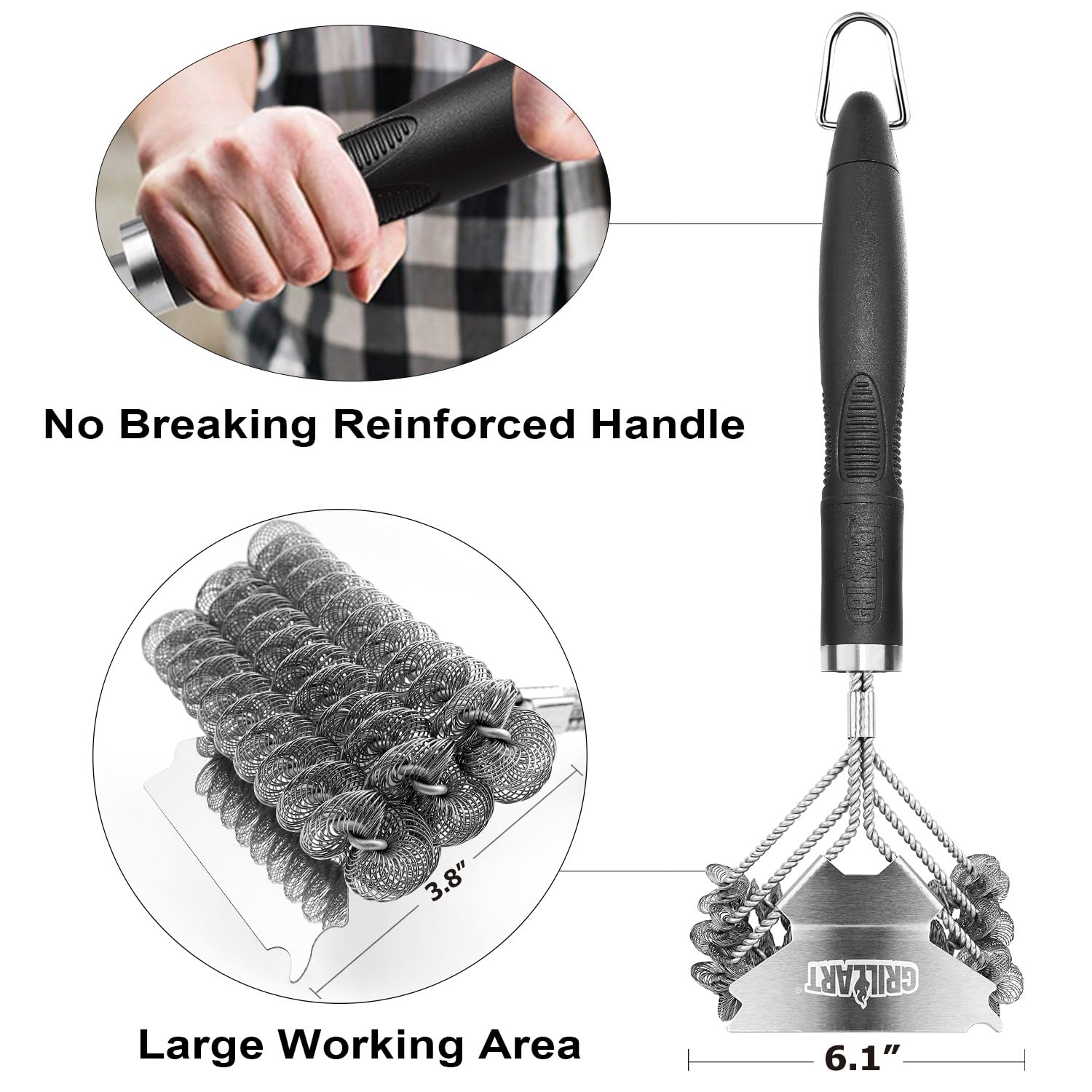Weetiee grill brush with wide scraper for easier cleaning.