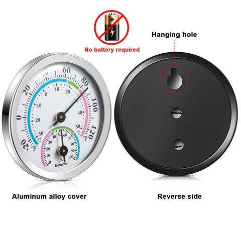 Weewooday aluminum-dial hygrometer emphasizes long-lasting accuracy in any room.