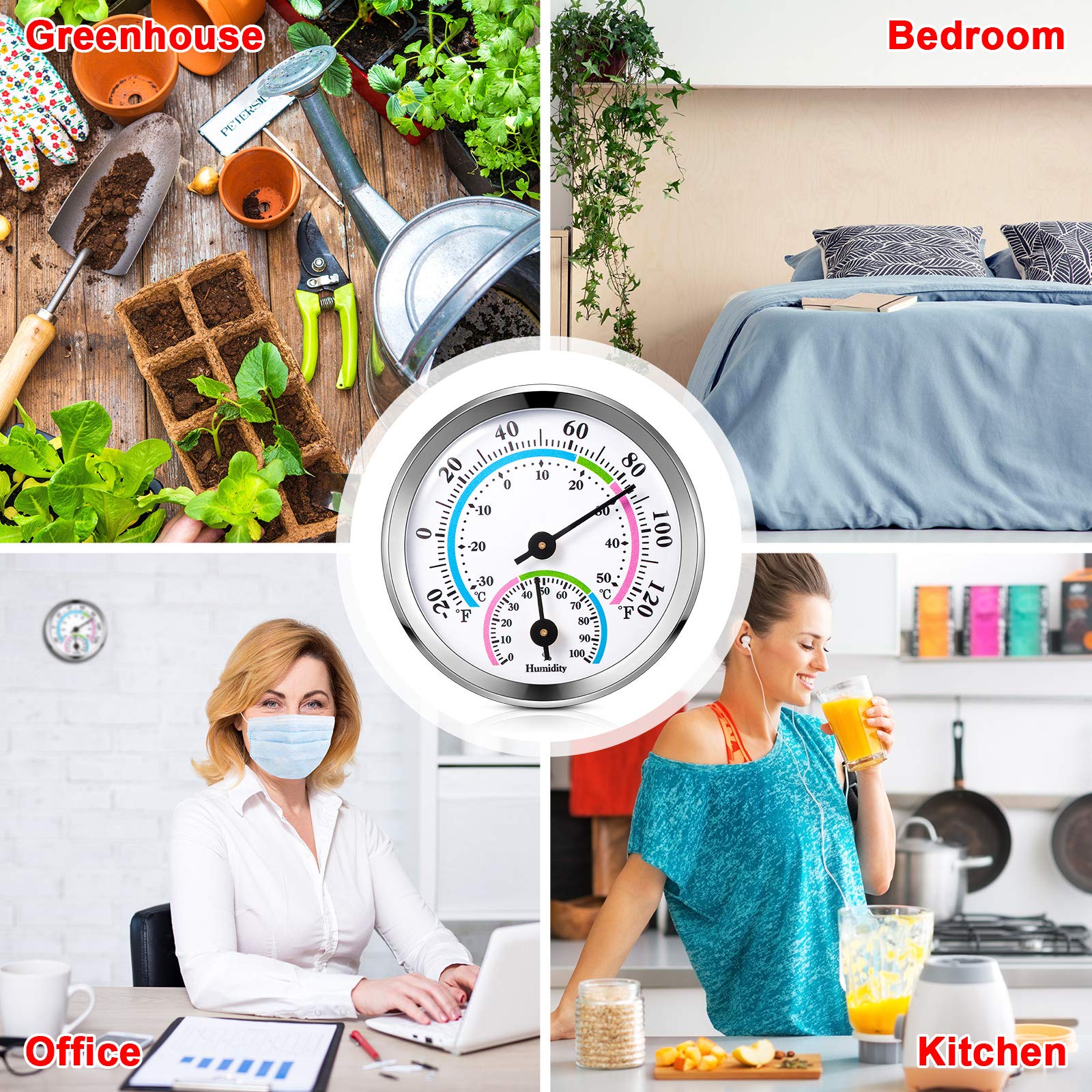 Weewooday 2in1 gauge for home office use with simple, battery-free operation.