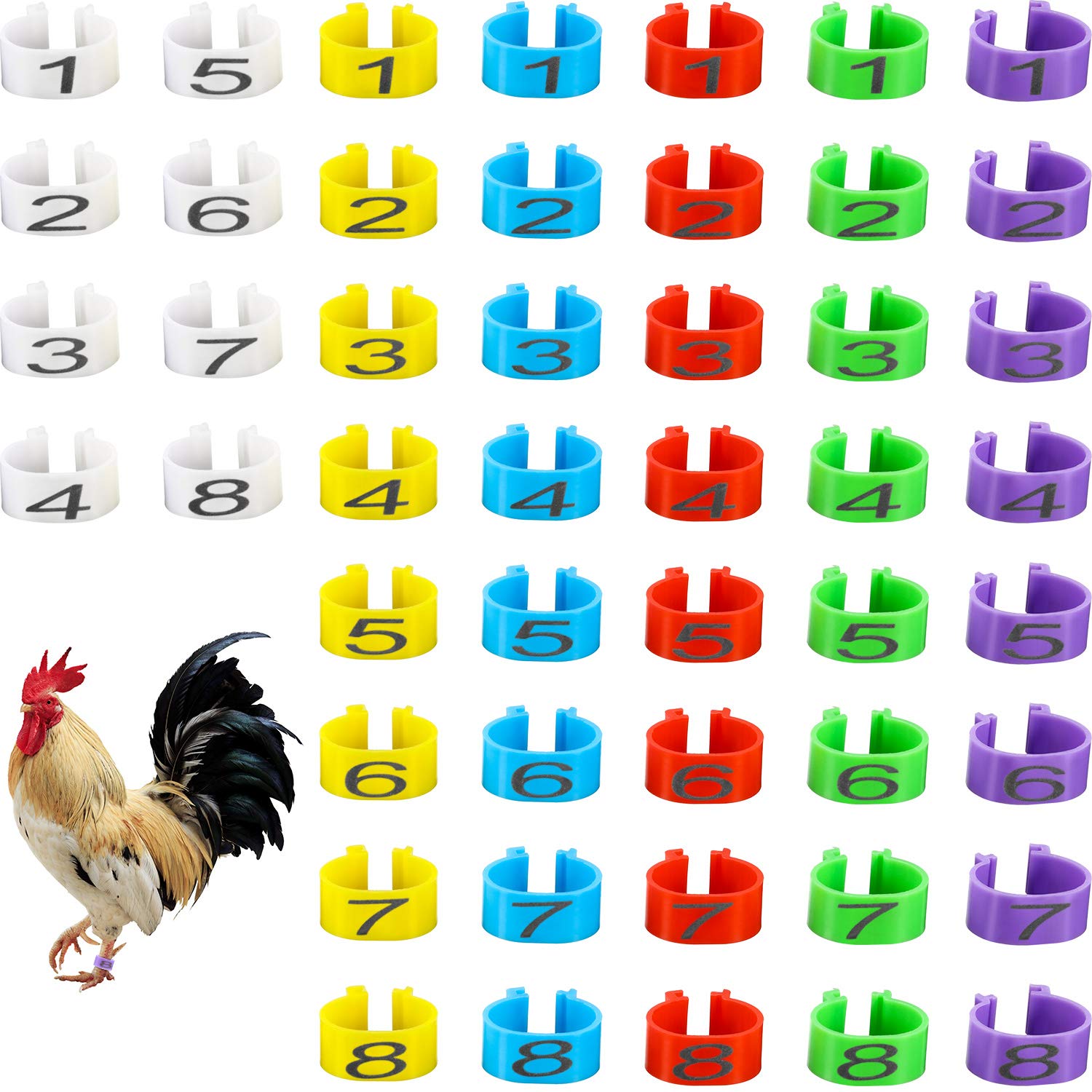 Weewooday 16mm red chicken leg band, numbered for quick breed identification.