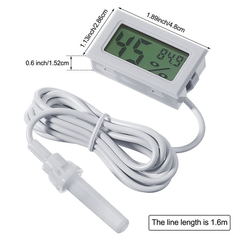 Weewooday digital thermometer hygrometer probe for accurate placement in incubators or greenhouses.