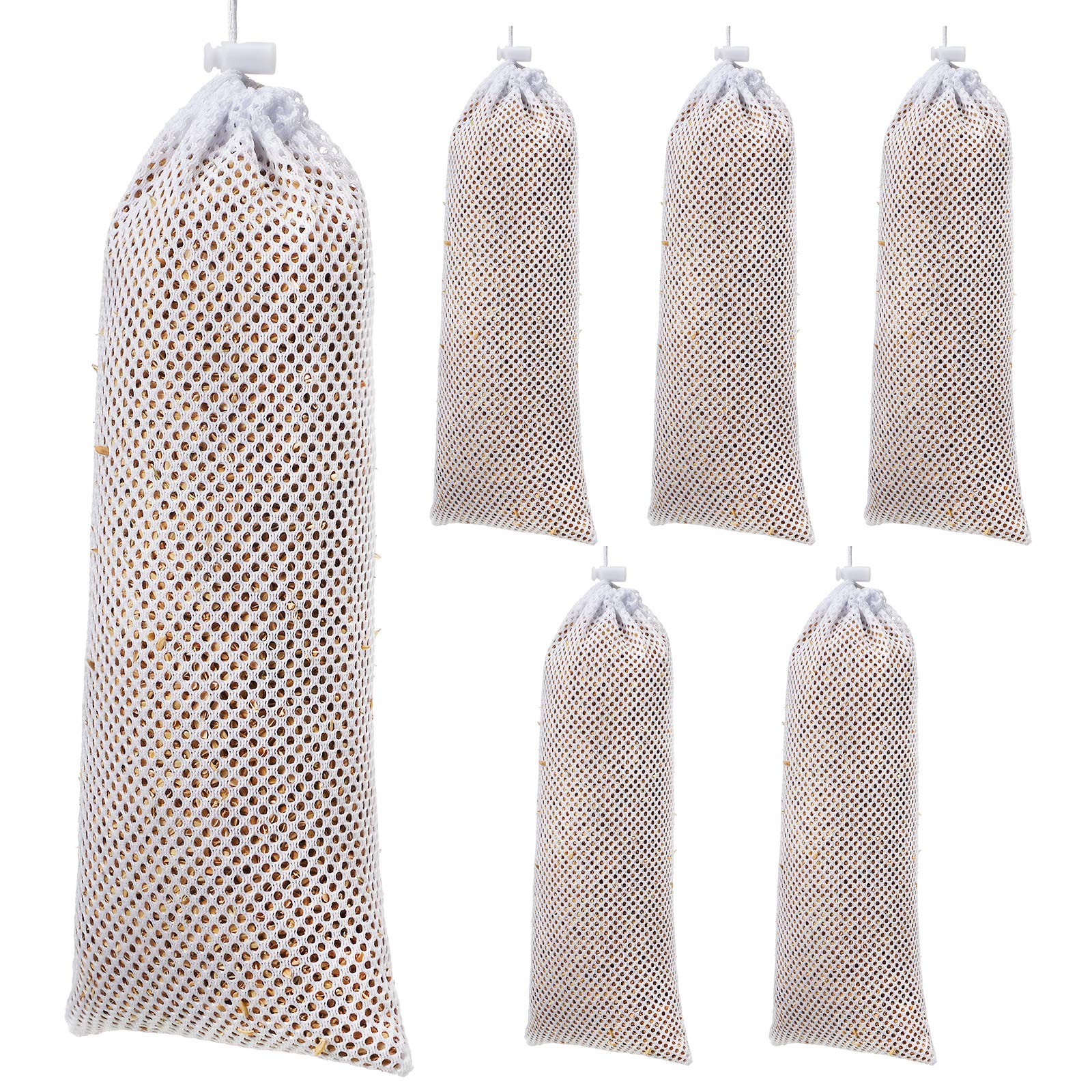 Weewooday Finch Sock Feeder in white ready to hang attracts garden goldfinches.