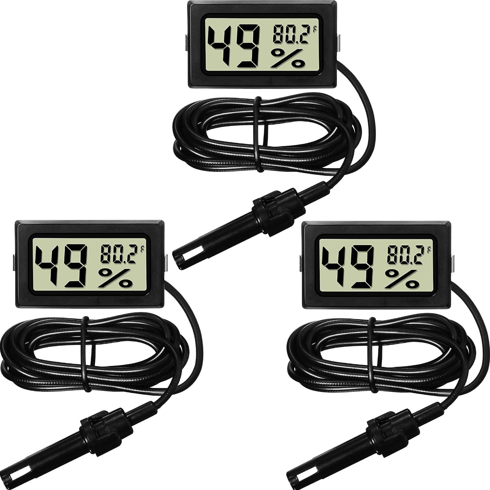 Weewooday mini thermometer hygrometer with probe showing clear temperature and humidity readings
