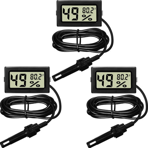 Weewooday mini thermometer hygrometer with probe showing clear temperature and humidity readings