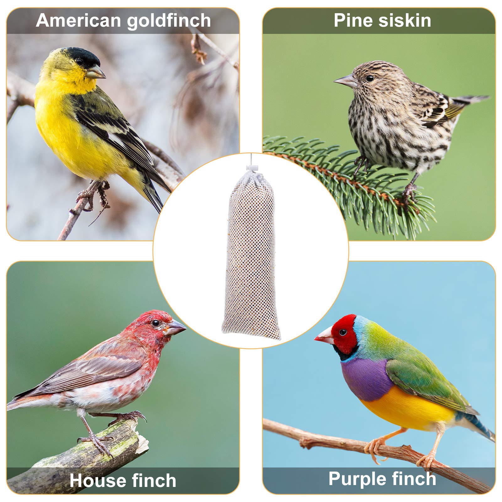 Weewooday polyester sack durability highlights long-lasting finch feeder in yard.