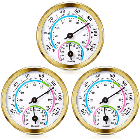 Weewooday thermometer-hygrometer mini 2in on-wall gold model for quick readings.