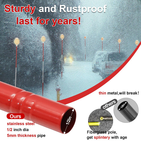 WeFaith marker designed for deep ground insertion for wind- and snow-resistance.