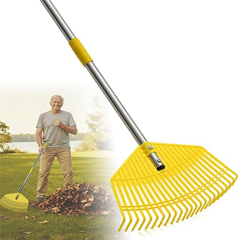 Wefaith plastic leaf rake with 16.5 inch head for fast yard clearing
