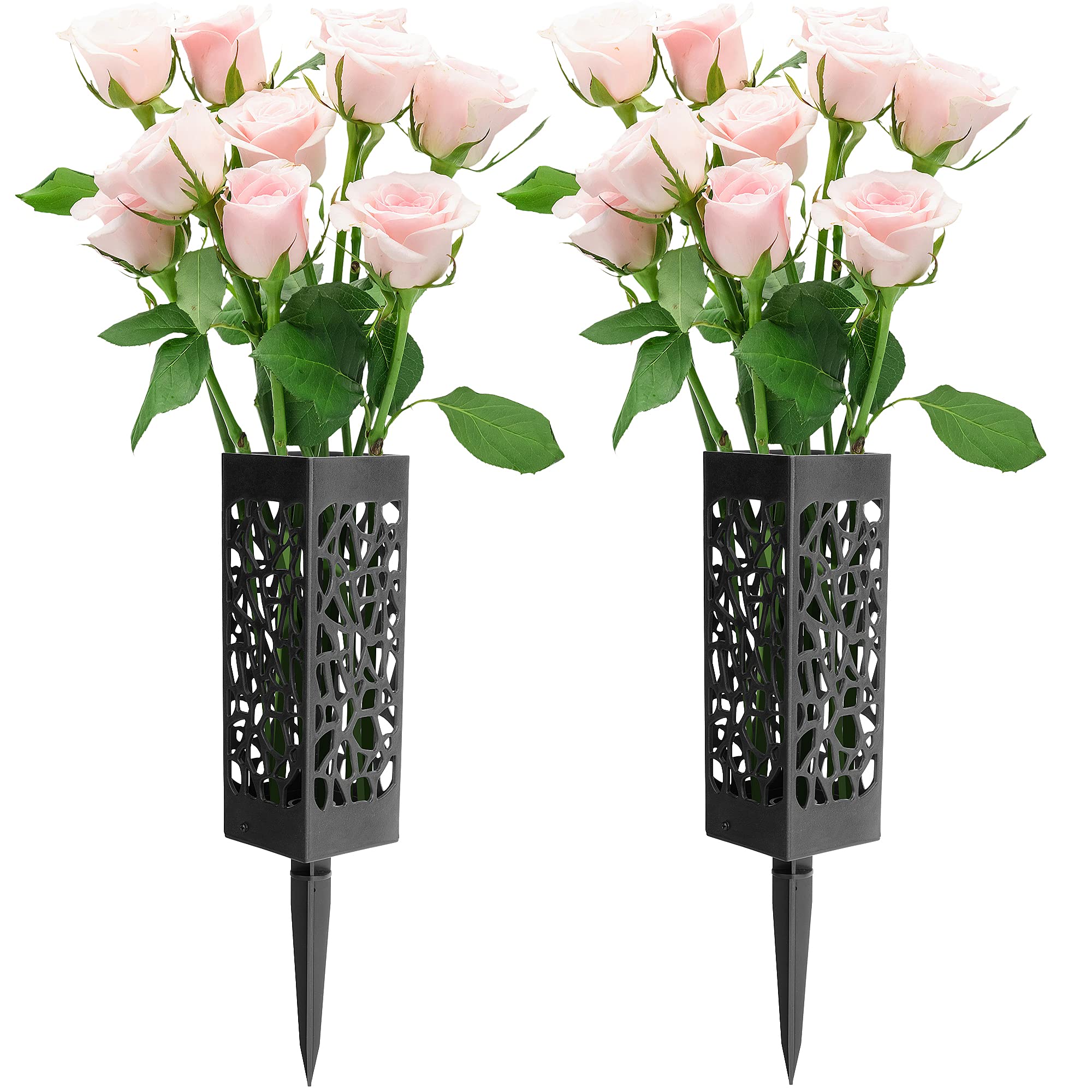 Wehhbtye memorial floral holder 12in square vase with sturdy design for cemetery bouquets.
