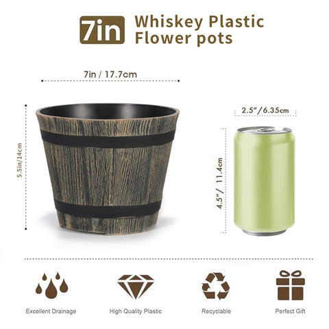 WEICHENGXING 7-inch pot shows metal bands for durable rustic appeal.