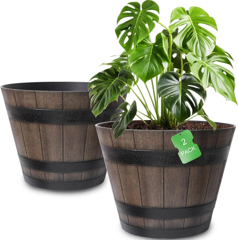 WEICHENGXING barrel planter 20-inch pair for bold outdoor display and easy gardening