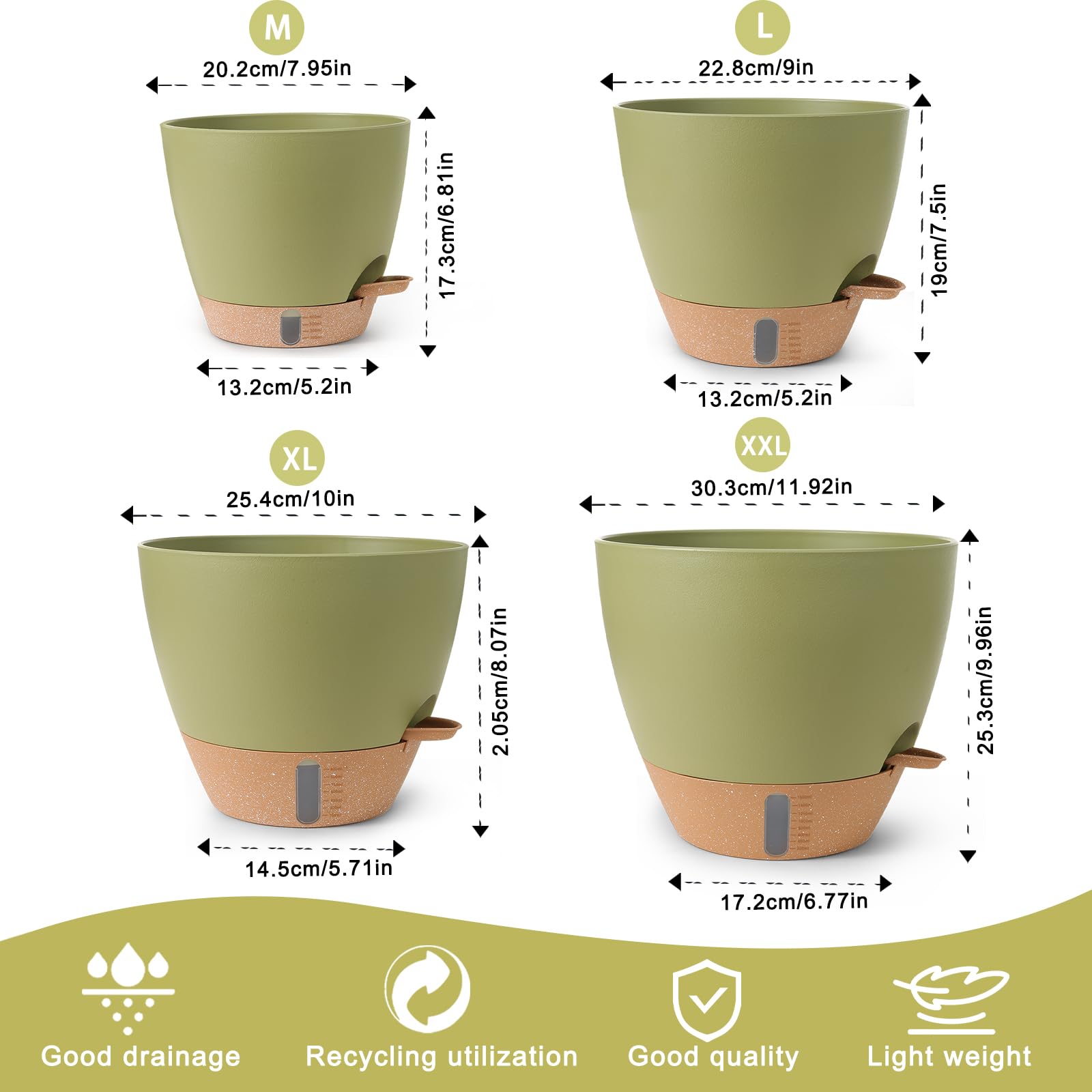 WEICHENGXING 10-inch self-watering pot ideal for balcony herbs and succulents