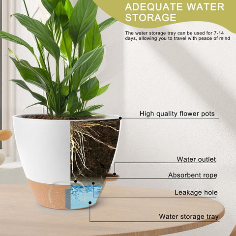 WEICHENGXING 9-inch self-watering pot with drainage for versatile planting.