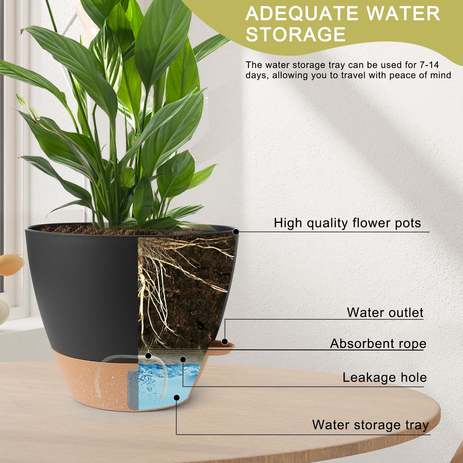 Weichengxing 9-inch pot with drainage holes prevents overwatering outdoors.