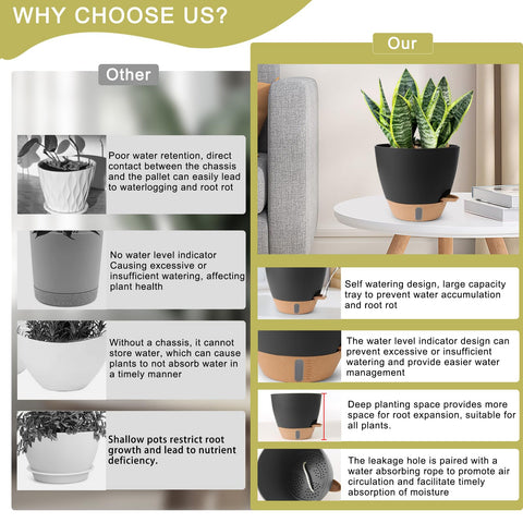 Weichengxing self-watering pots blend with home décor while keeping plants comfortable.